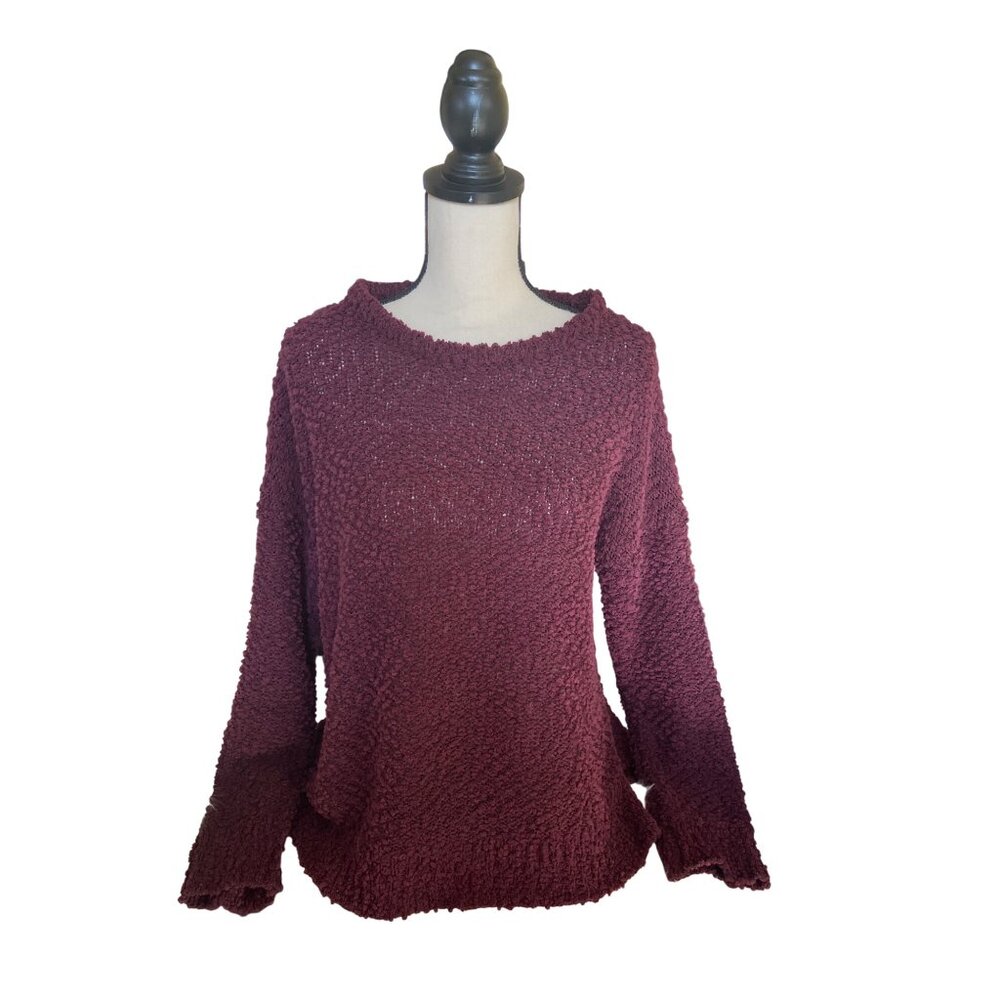 Andre By Unit Womens Sweater Small Burgundy Popcorn Knit Soft Cozy Cabincore